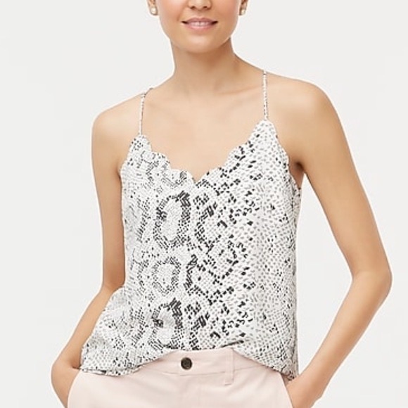 J. Crew- Snakeskin scalloped cami top - Picture 1 of 16